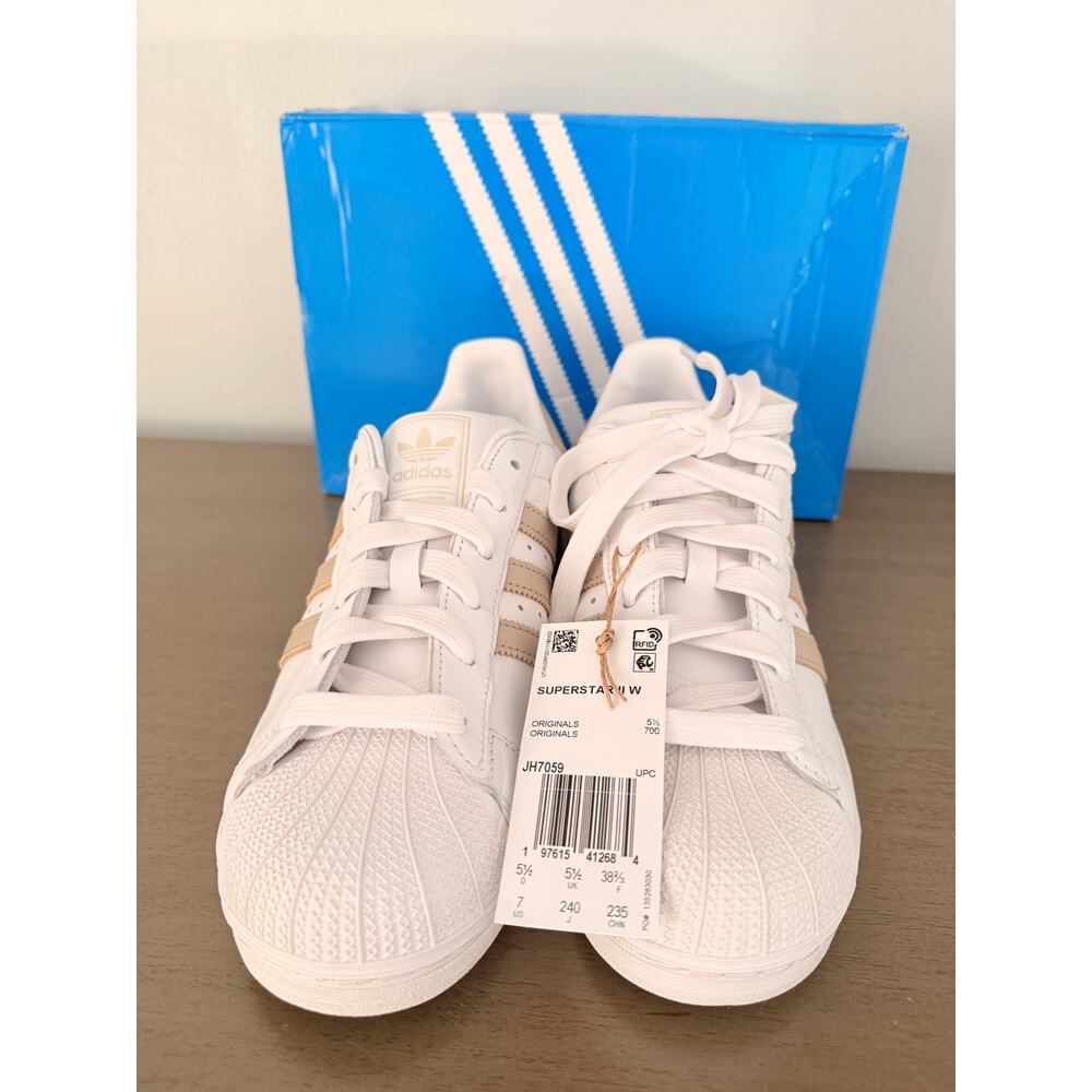 Classic Adidas Superstar II Shell Toe White & Wonder Beige Women’s 7 Brand New - Picture 6 of 13
